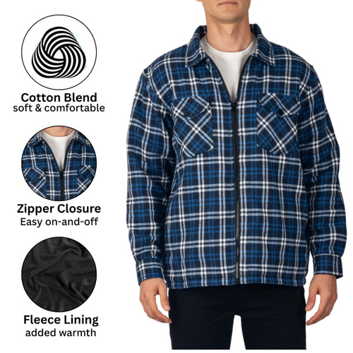Alpine Swiss Mens Felix Fleece Lined Flannel Jacket Heavyweight